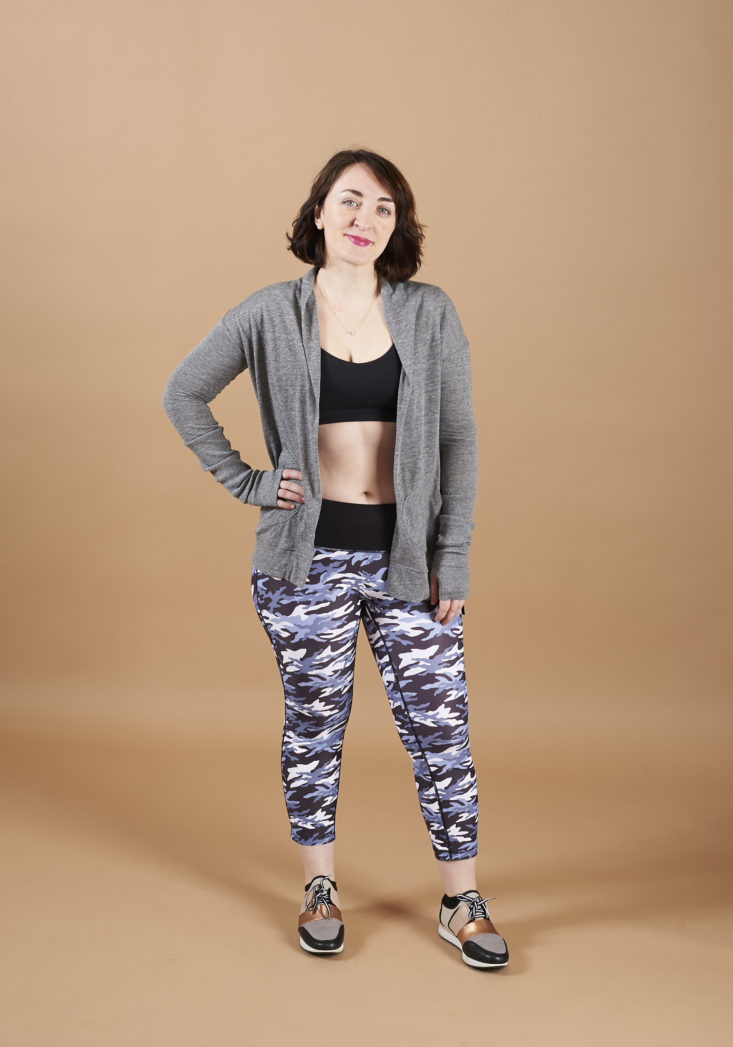 wantable fitness clothing subscription box april 2018 yoga outfit on model