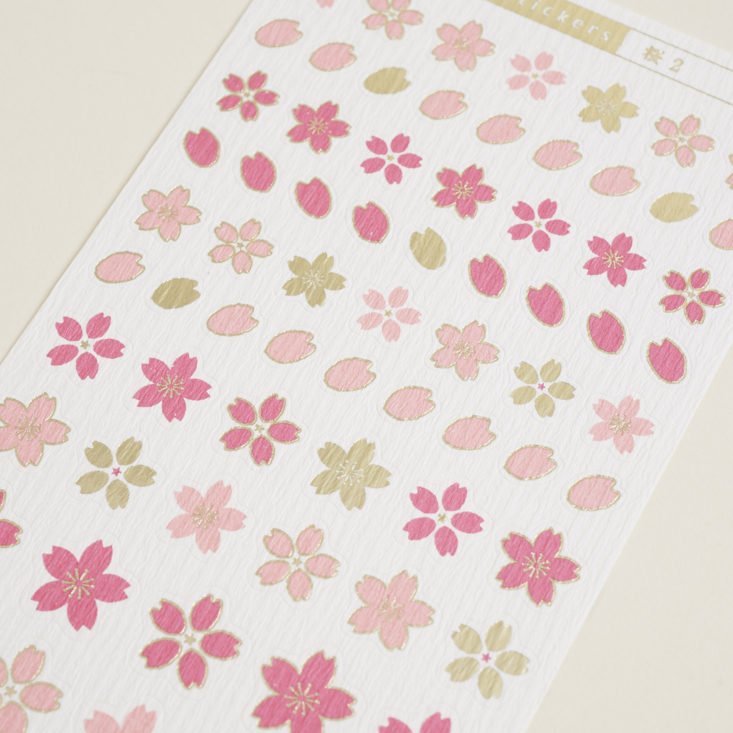 close up of sakura stickers