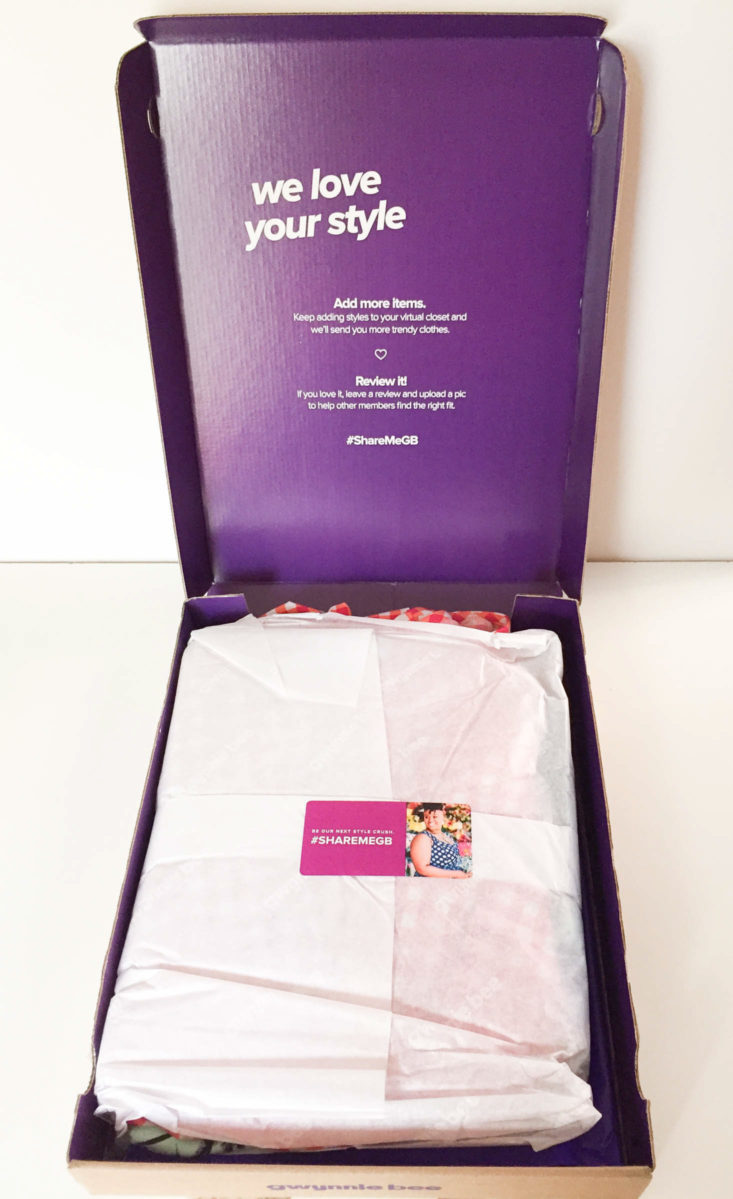 gwynnie bee march 2018 box inside