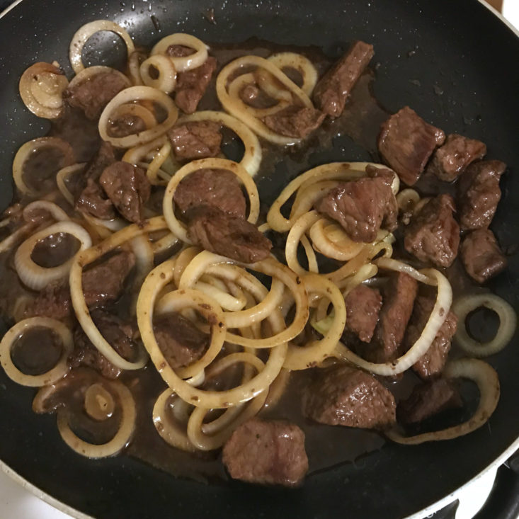 beef, onions, ginger, with sauce