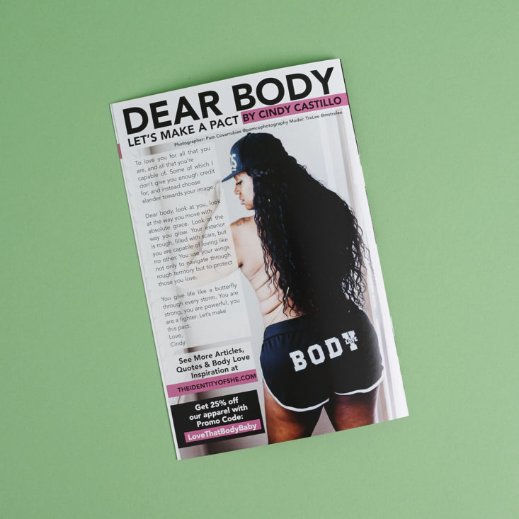 back of The Identity of She Dear Body Magazine
