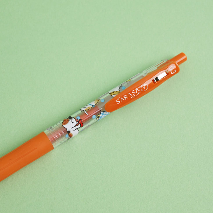 body and clip of Goro-Goro Nyansuke Sarasa Clip Pen in orange
