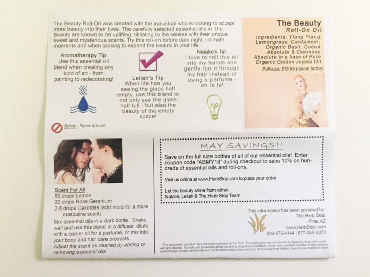 aroma box by herb stop the beauty may 2018 booklet 2