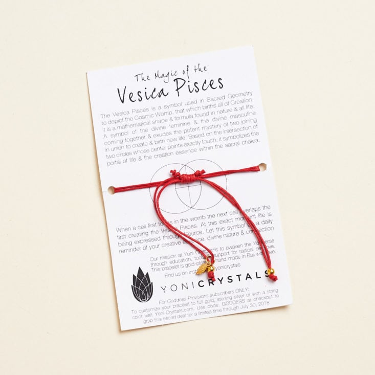 goddess provisions bracelet and backing plus note
