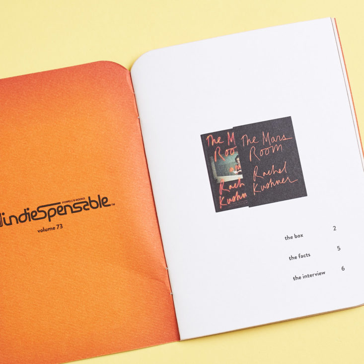 indiespensable the mars room booklet with author information