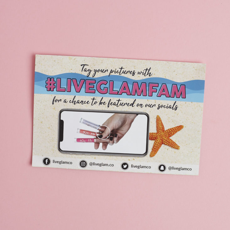 use #liveglamfam hashtag and follow on social media