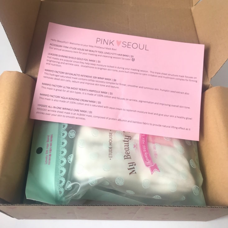 Pink Seoul Monthly Mask Box open box