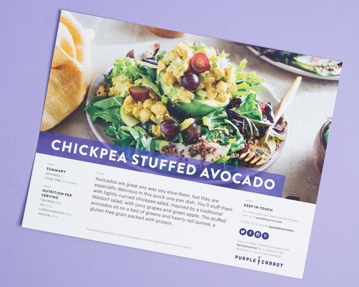 purple carrot avocado recipe card