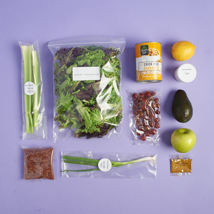 purple carrot salad and chickpea ingredients