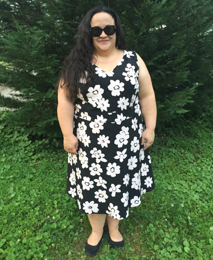 NINE WEST - Black Rosebud Floral Crepe Dress