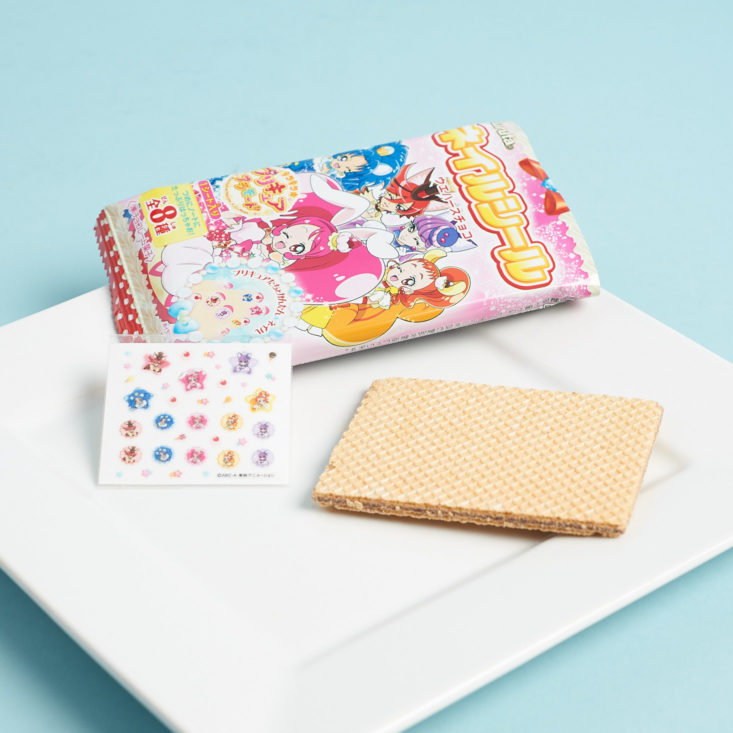 contents of Pretty Cure Chocolate Wafer with nail stickers