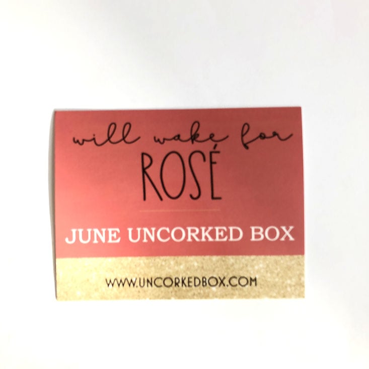 Uncorked June 2018 - information card
