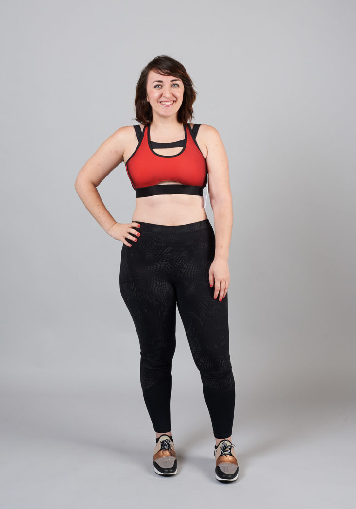 wantable fitness red sports bra and black leggings