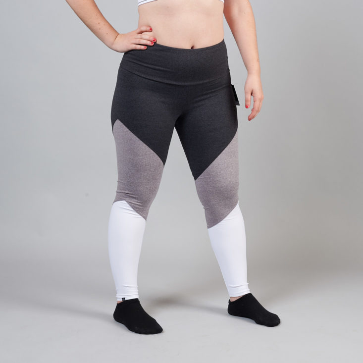 wantable fitness black gray and white leggings