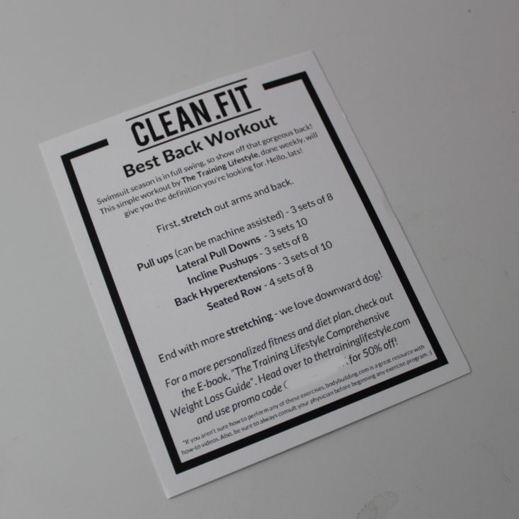 Clean Fit Box August 2018 Workout