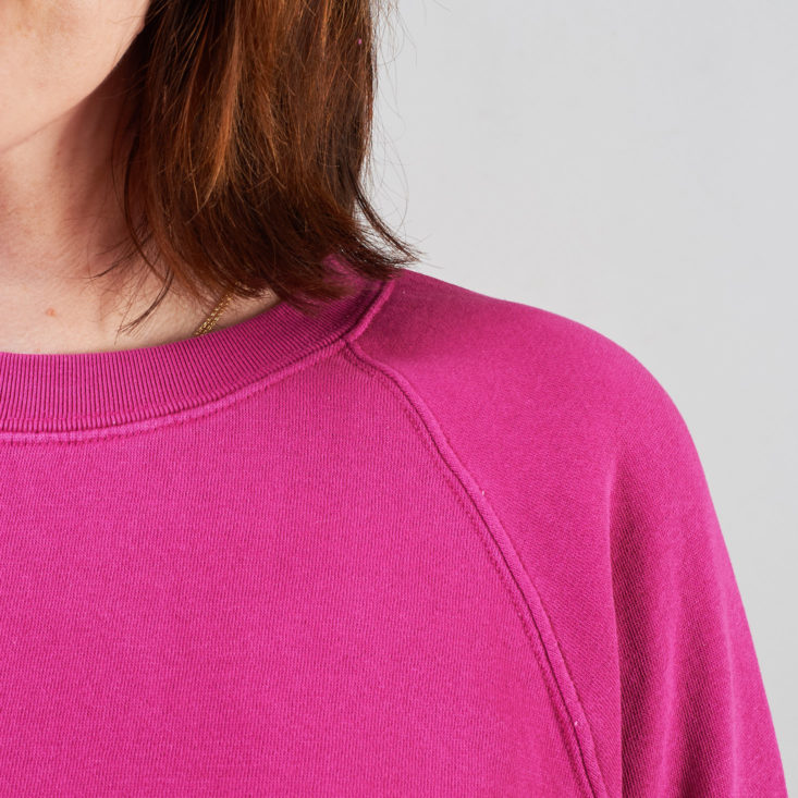 frank and oak magenta sweatshirt shoulder