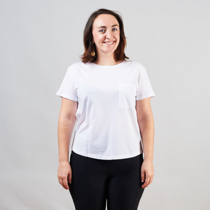 frank and oak white tee with pocket