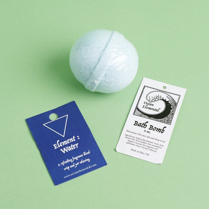 Water Element Bath Bomb with info cards