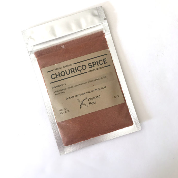 Piquant Post July 2018 - chourico spice