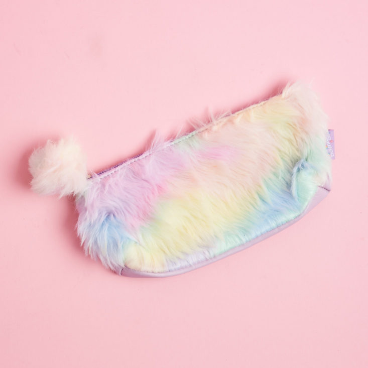quirky crate rainbow fuzzy pouch