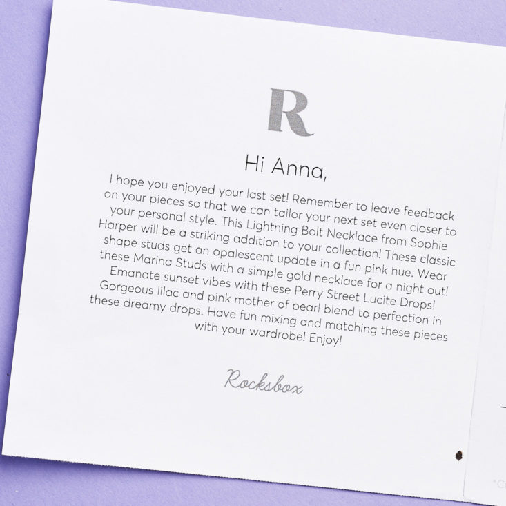 rocksbox stylist note
