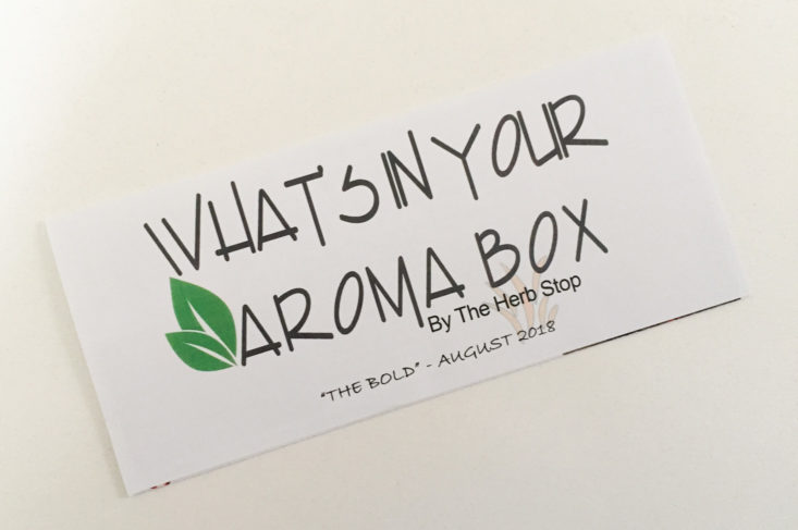 aroma box by herb stop the bold august 2018 booklet