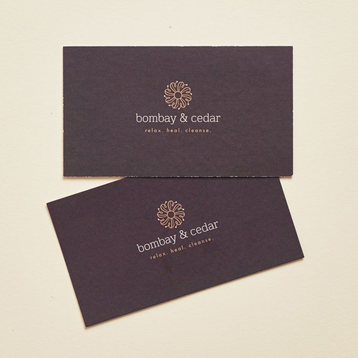 bombay and cedar info cards