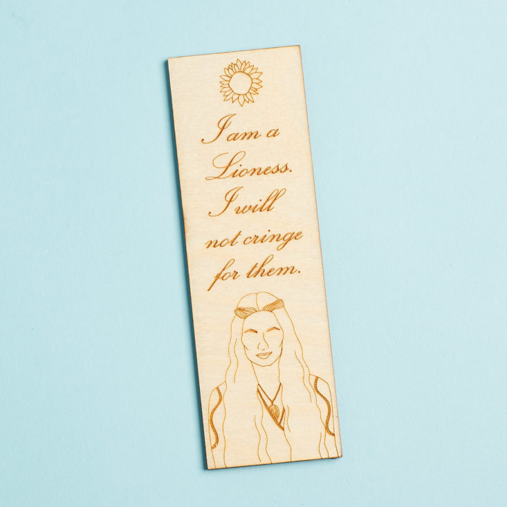 bookish box lady monarch wooden game of thrones bookmark