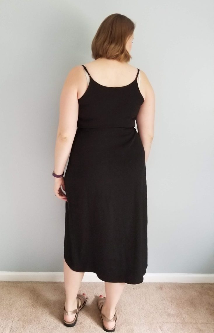 Daily Look October 2018 black wrap dress back
