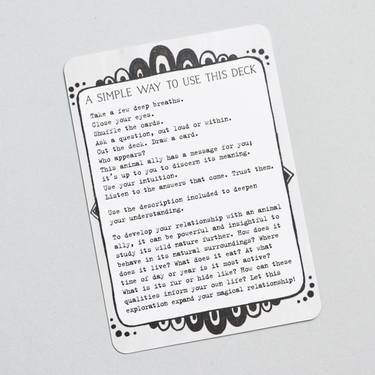 Goddess Provisions Wild Wisdom animal allies card text