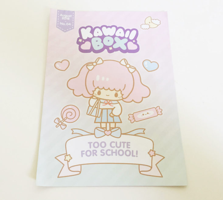 Kawaii Box August 2018 Booklet front