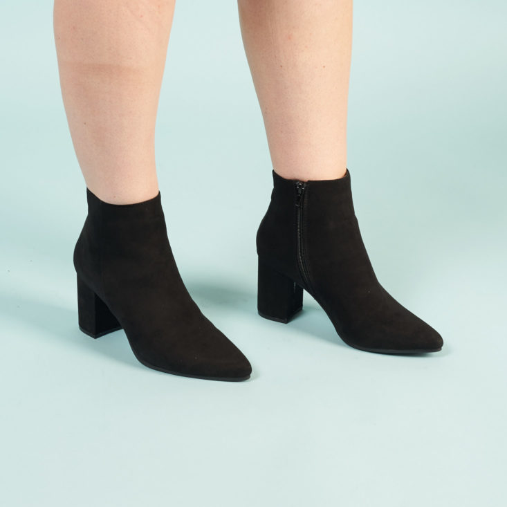 shoedazzle black bootie on model