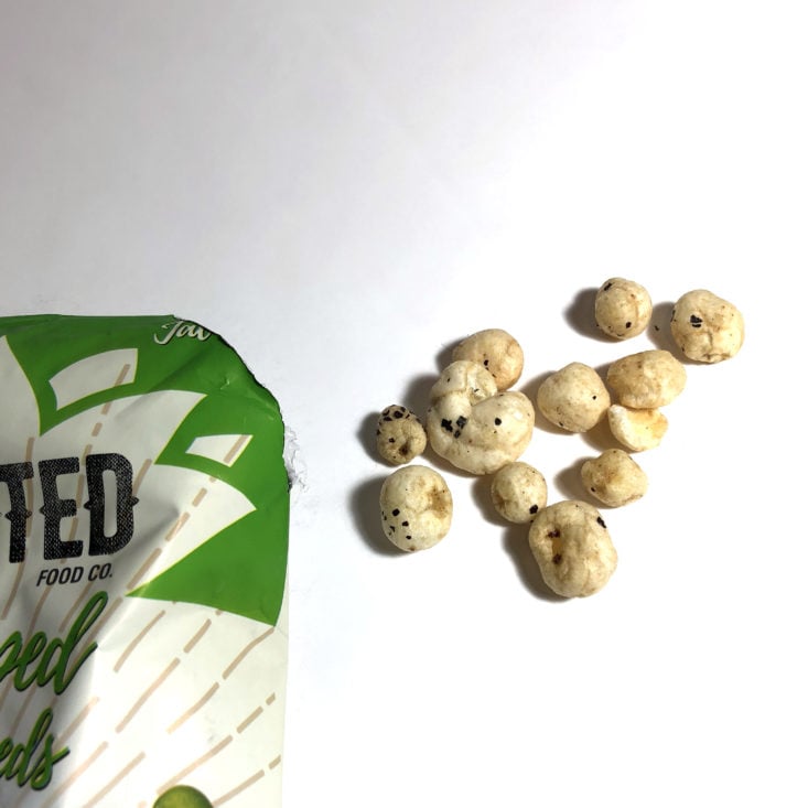 Try the World August 2018 - rooted food co popped lotus seeds open