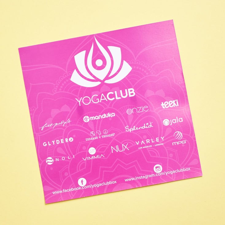 yogi surprise yoga club info card