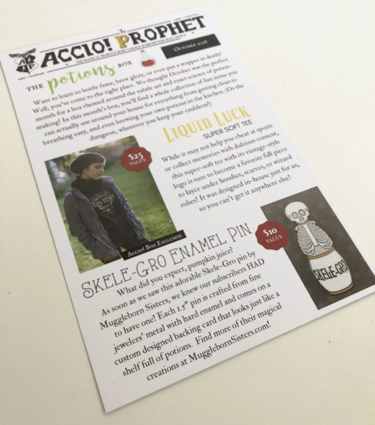 Accio October 2018 - info card front view
