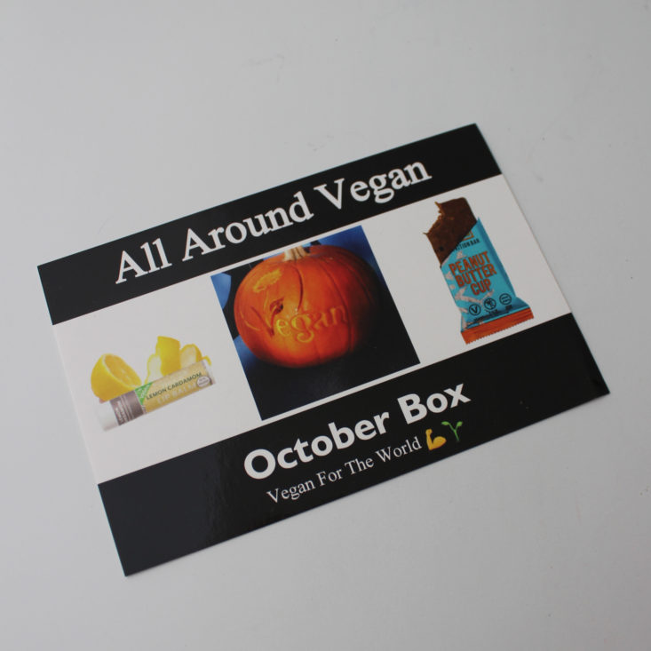 All Around Vegan october box card