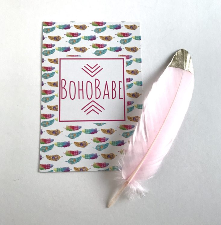 BohoBabe Box October 2018 - Products Info Card Front 1