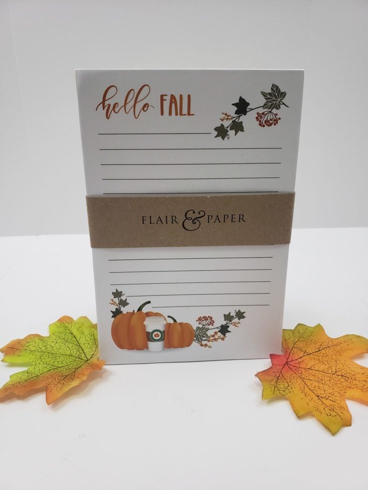 Flair & Paper October 2018 - Hello Fall Notepad Front 1