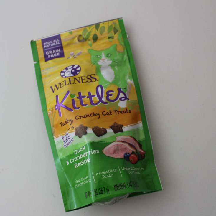 Kitnipbox October 2018 - Wellness Kittles Duck and Cranberries Treats Front