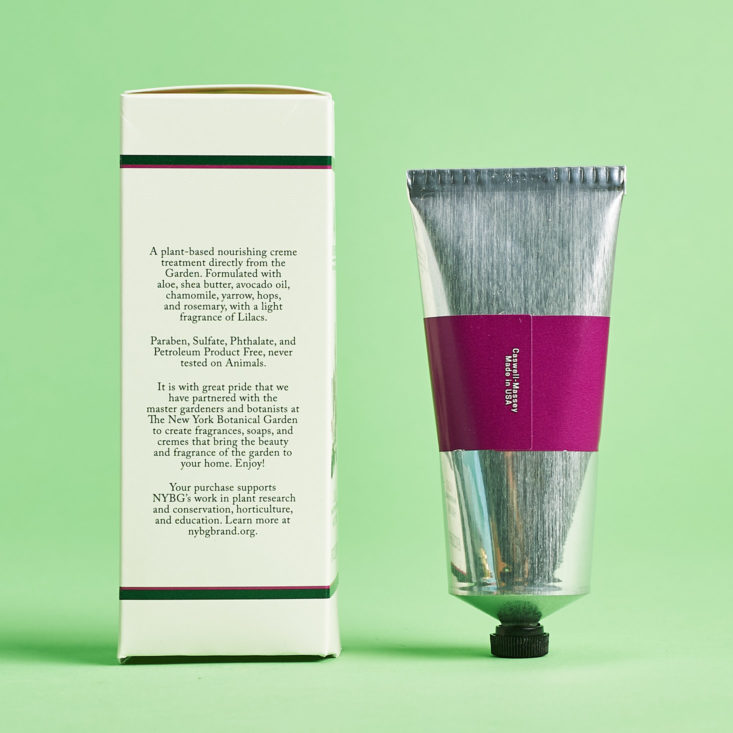 Luxor Box September 2018 - Caswell-Massey NYBG Lilac Hand Creme With Box Back