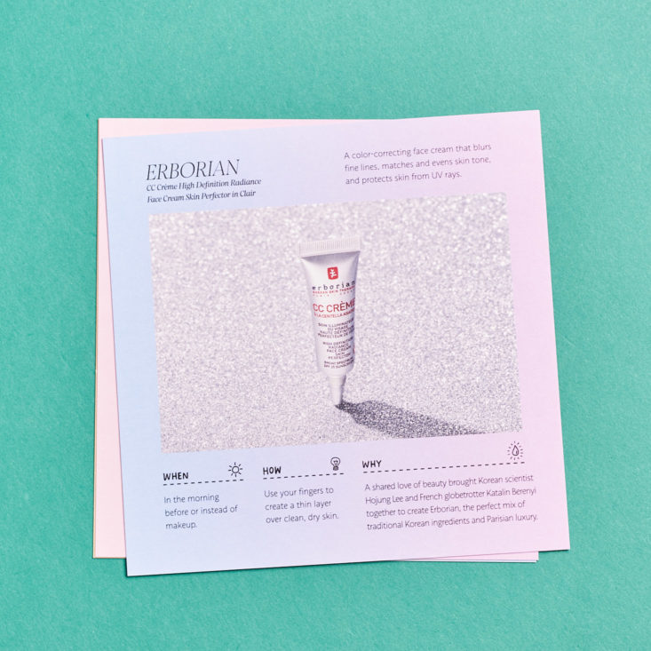 Play! Smarts by Sephora K-Beauty October 2018 - CC Creme Radiance Face Cream Info Card Top 1