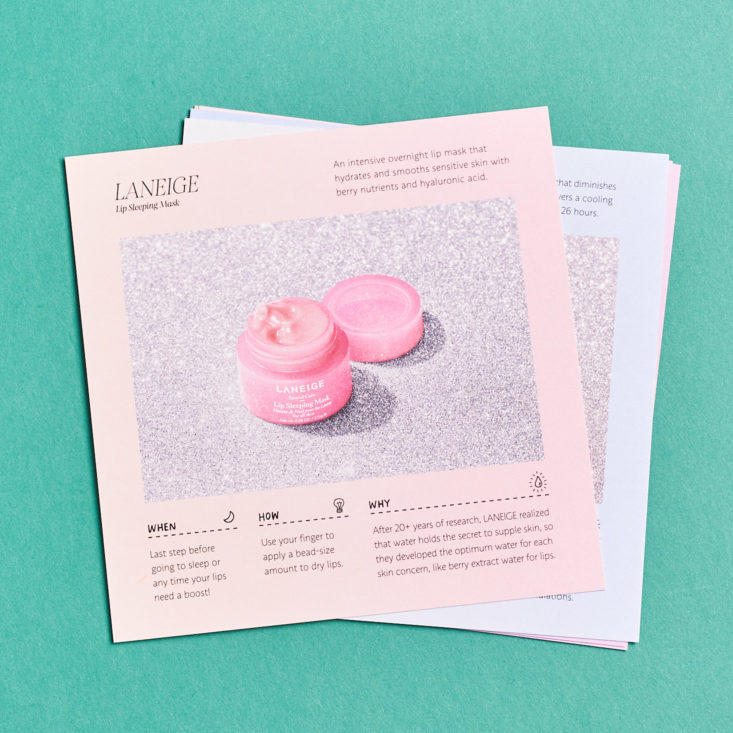 Play! Smarts by Sephora K-Beauty October 2018 - Laneige Lip Sleeping Mask Info Card Top 2