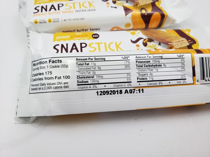 Snack With Me October 2018 - Power Crunch Snap Stick in Peanut Butter Honey Back