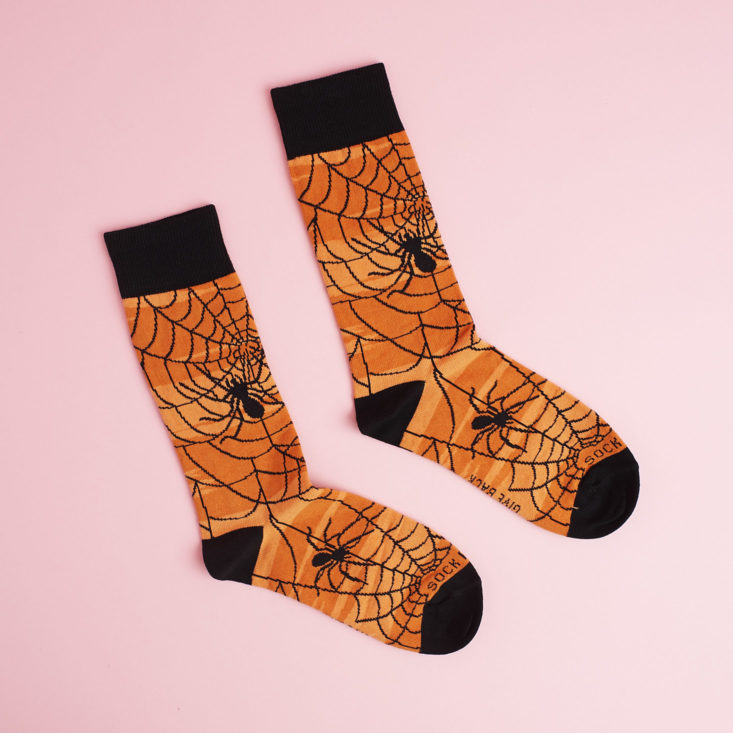 orange and black spider web socks