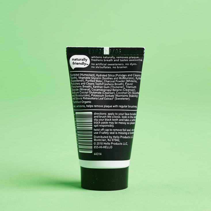 Walmart Beauty Box October 2018 - Hello Whitening Toothpaste Back