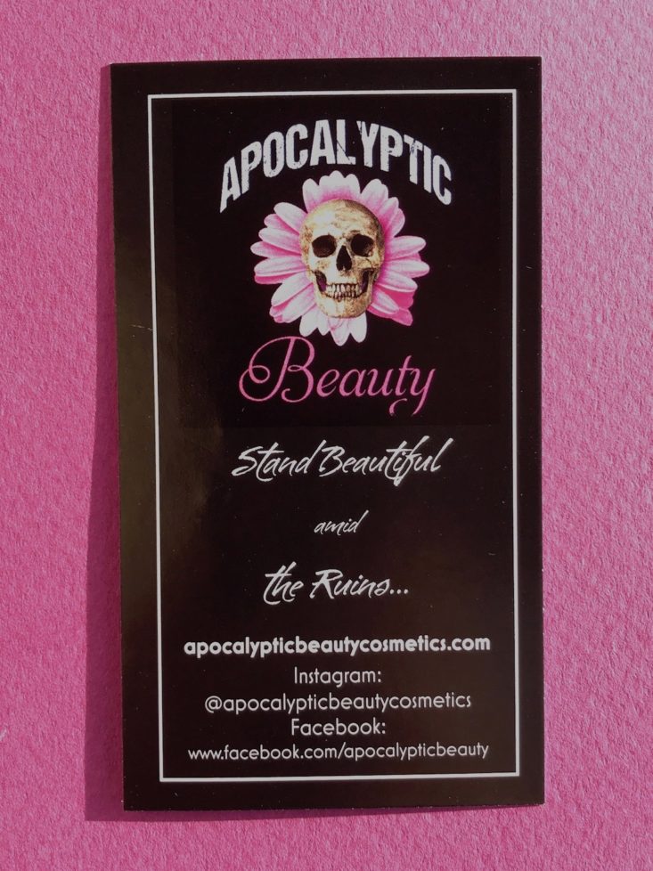 Apocalyptic Beauty October 2018 - Info Card Front 1