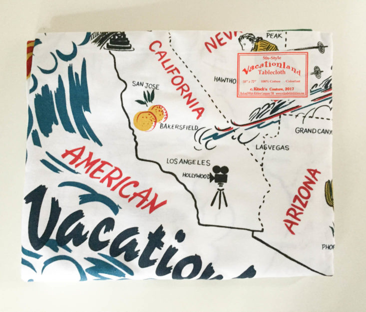 Betty Boomerang Subscription Box Review October 2018 - State Map Tablecloth by Red and White Kitchen 1 Front