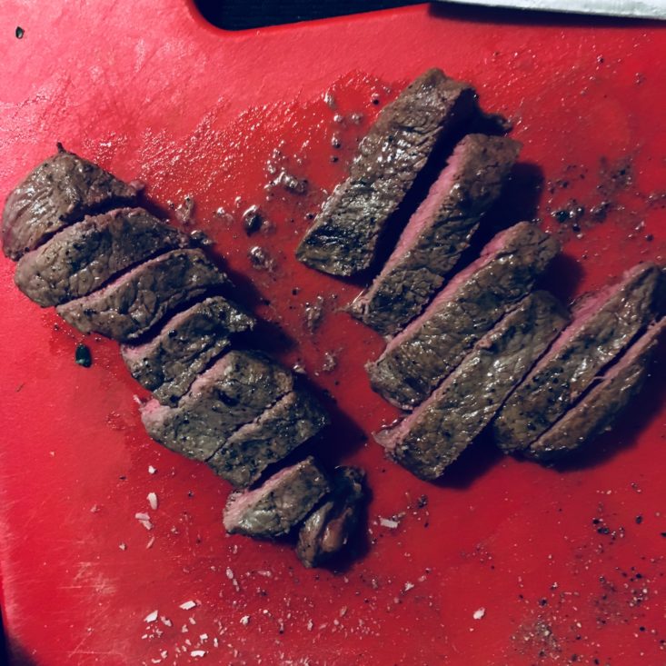 Blue Apron Subscription Box Review November 2018 - Seared Steak Sliced Top