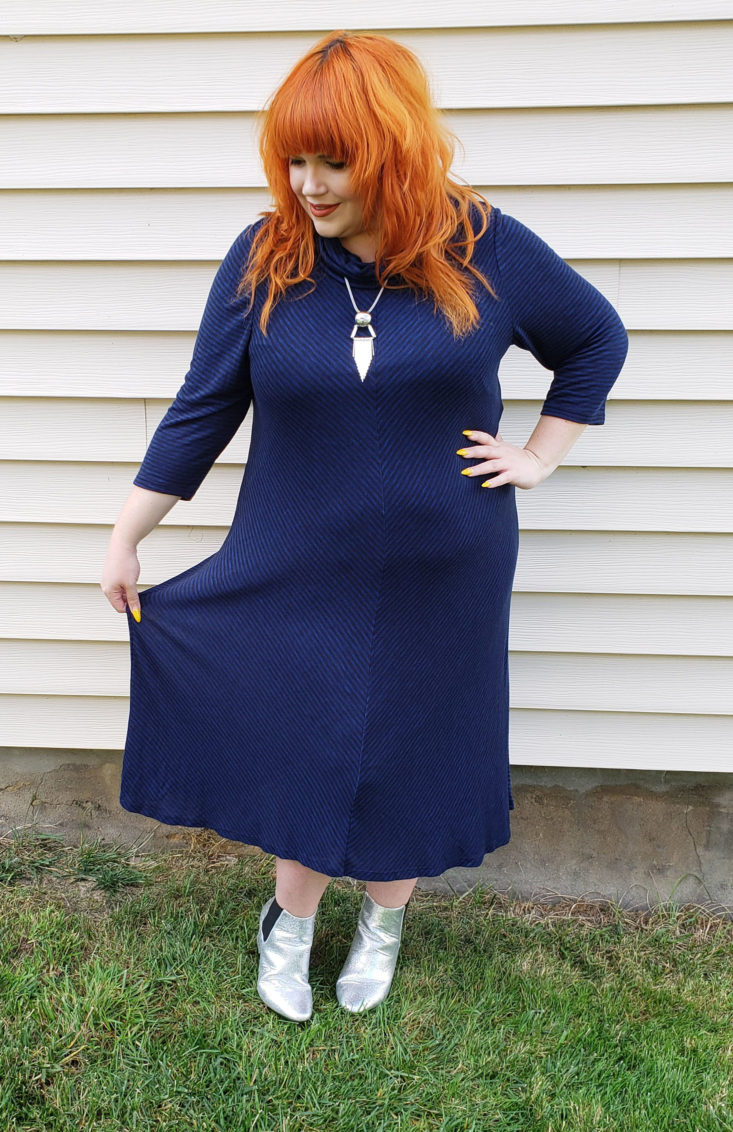 Dia & Co Subscription Box Review—October 2018 - Davie Cowl Neck Swing Dress 2 Front