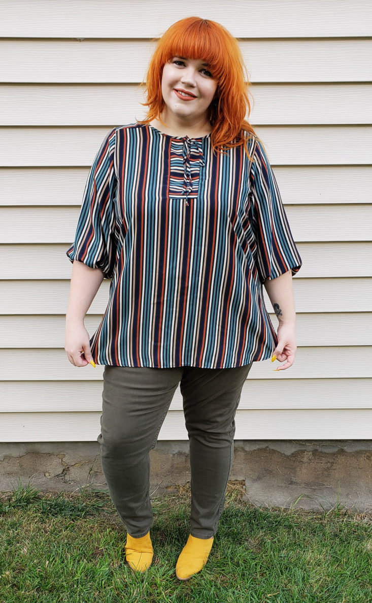 Dia & Co Subscription Box Review—October 2018 - Sleeve Peasant Blouse 3 Front